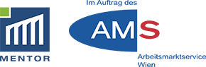 Logos von Mentor und AMS Wien
